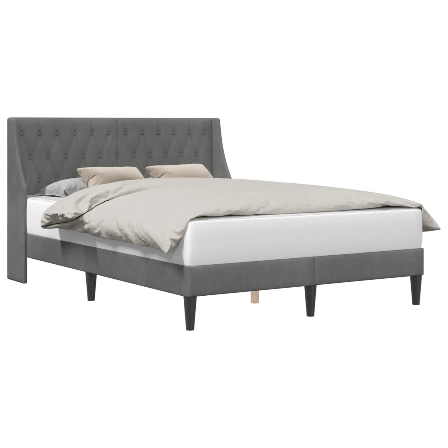 vidaXL Bettrahmen mit Kopfteil Dunkelgrau 120 x 190 cm Samt 42027413