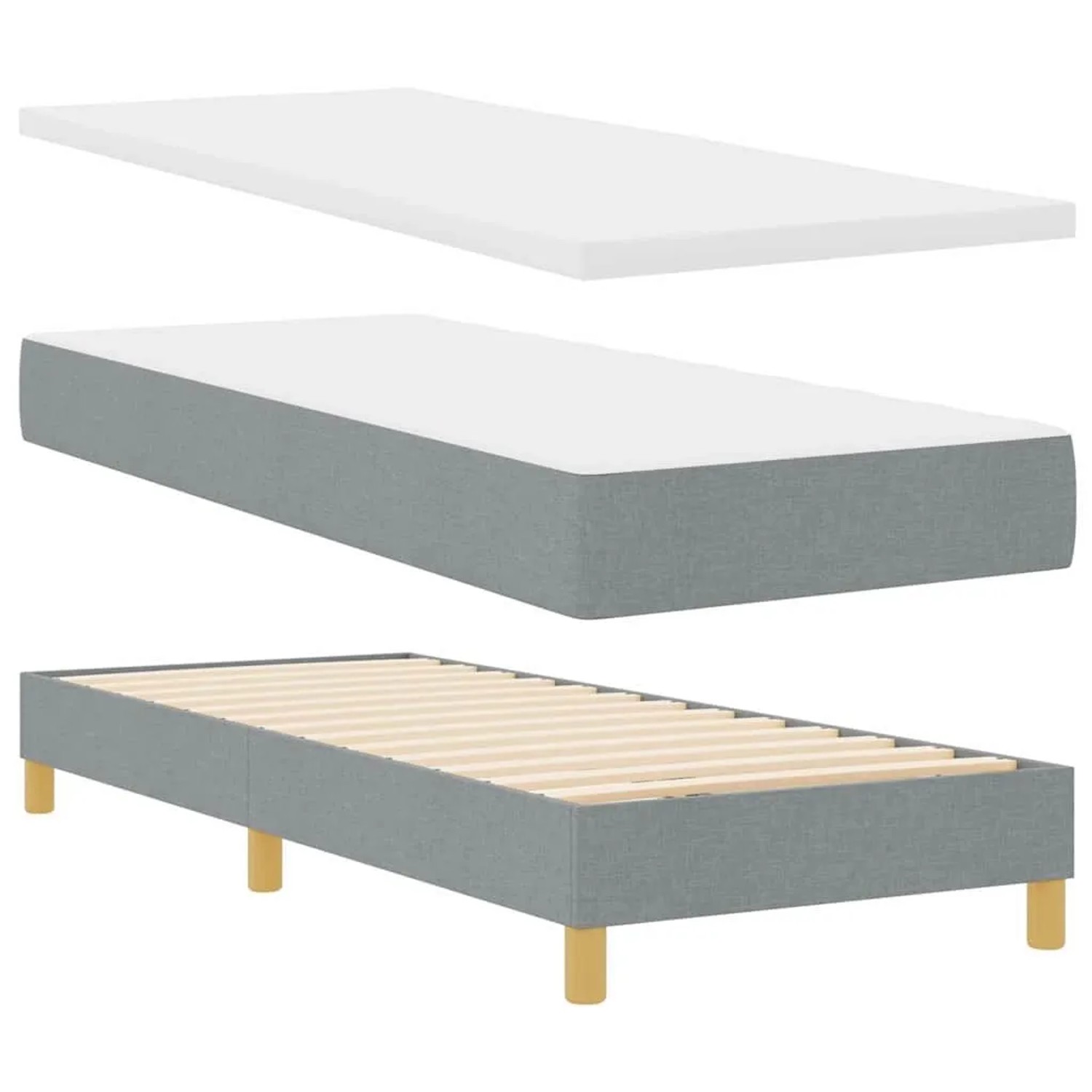 vidaXL Boxspringbett mit Matratze Hellgrau 80 x 200 cm Stoff 3341321 günstig online kaufen