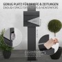 Moderner ML-Design Standbriefkasten in Anthrazit-Silber mit Zeitungsfach und anthrazitfarbenem Pfosten.