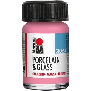 Marabu Porcelain & Glass Glossy Farbe in Rosa, 15 ml Flasche.