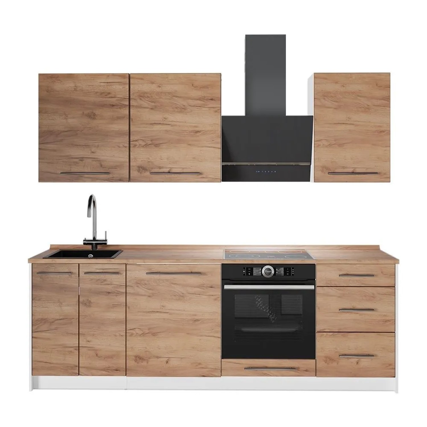 Vicco Küchenzeile Fame-Line Goldkraft Eiche/Weiß 230 x 82 AP Eiche Art Nr 62939