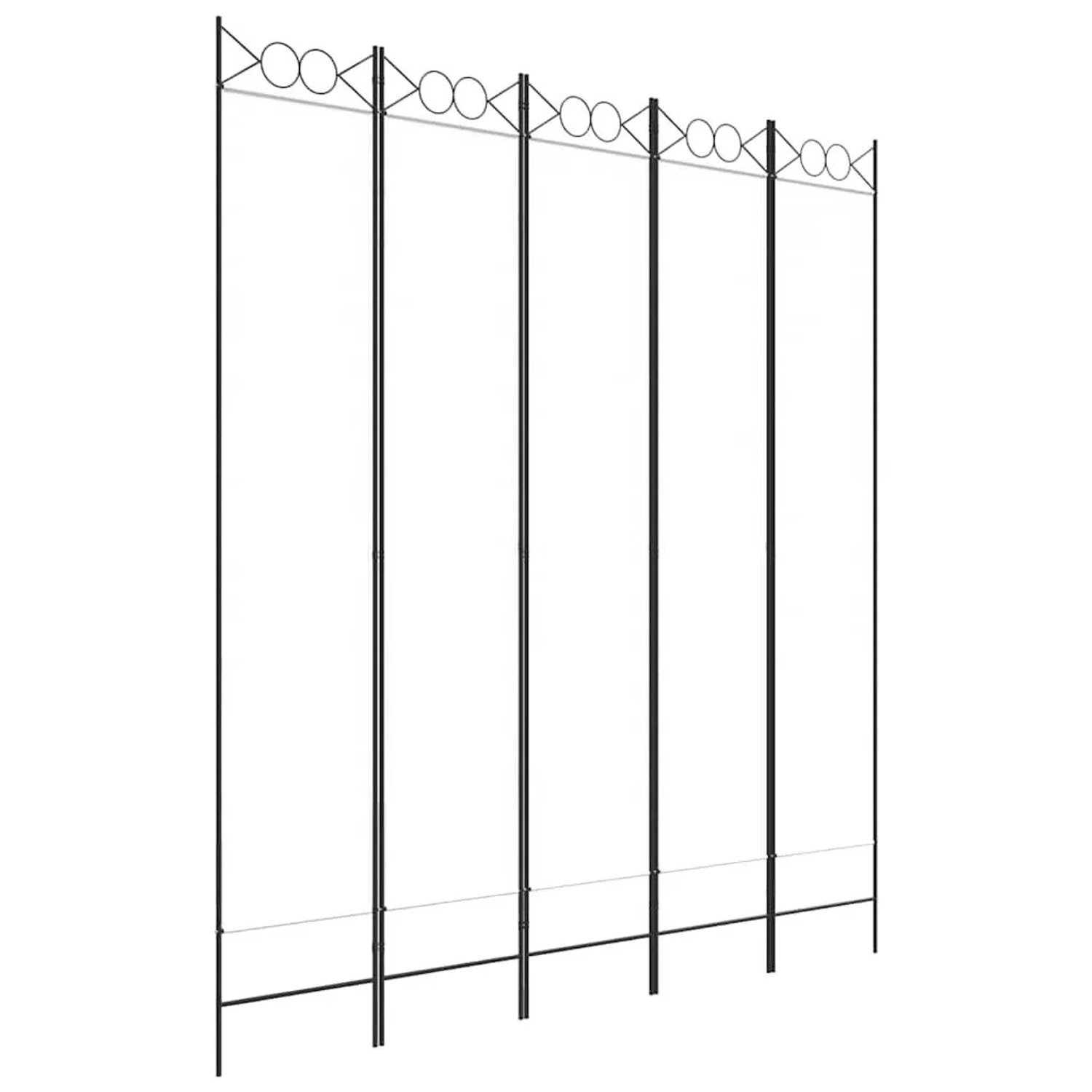 vidaXL 5 Tlg Paravent Weiß 200x220 cm Stoff 350170