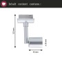 Paulmann URail Schienenspot Salt, Chrom Matt. Zeigt den Spot mit Maßen: 113 mm hoch, 45 mm breit, Ø 35 mm.