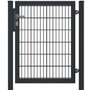 Anthrazitfarbenes Gartentor für Doppelstabmattenzäune, 100x80 cm, mit Vollrahmen und Griff.