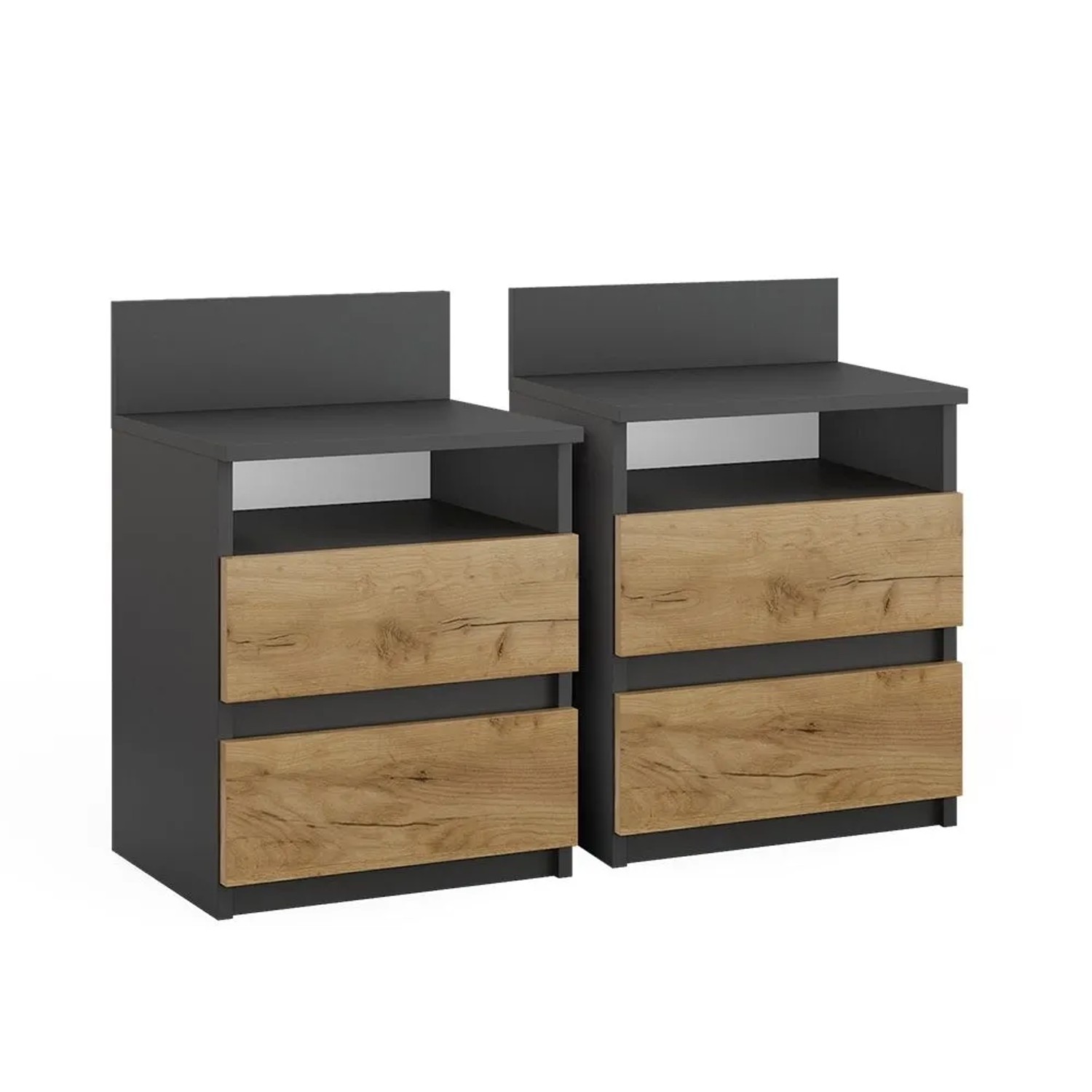 Vicco Nachttisch Monty Anthrazit Goldkraft Eiche 40 x 59 2er Set