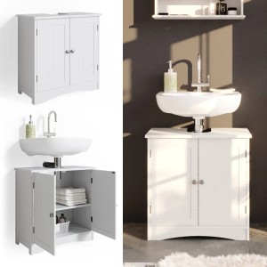 Vicco Waschbeckenunterschrank Bianco, weiß, 60x60 cm, mit zwei Türen und Stauraum.