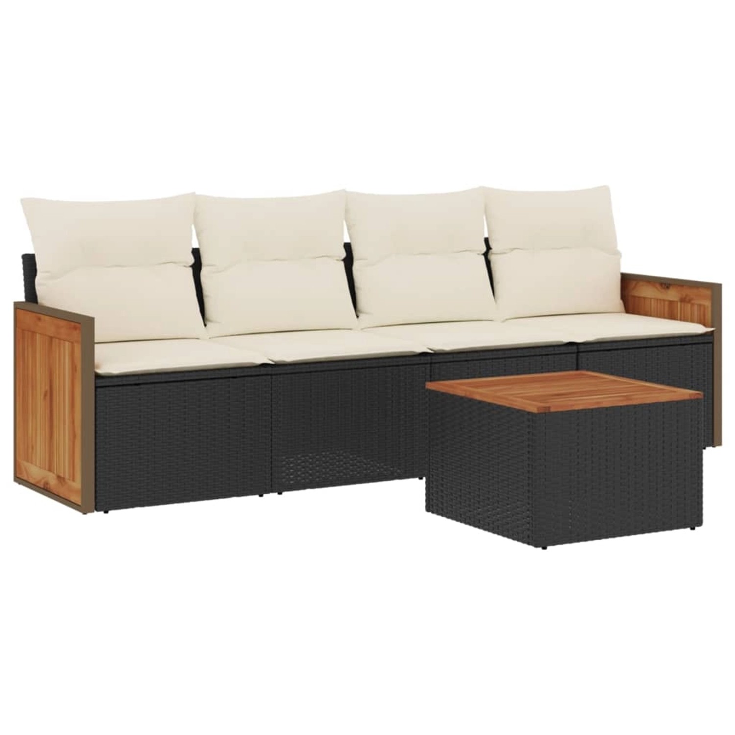 vidaXL 5-Tlg Garten-Sofagarnitur mit Kissen Schwarz Poly Rattan 3259858 günstig online kaufen
