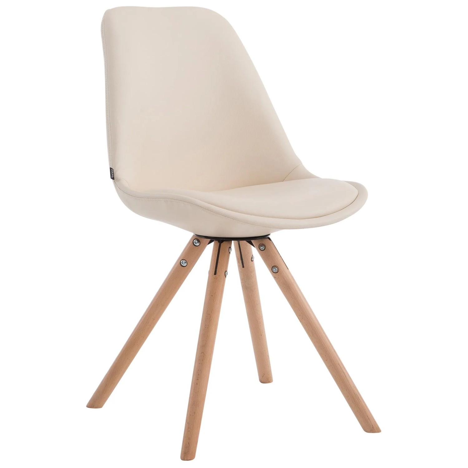 CLP Esszimmerstuhl Laval Rund Kunstleder Creme/Natura