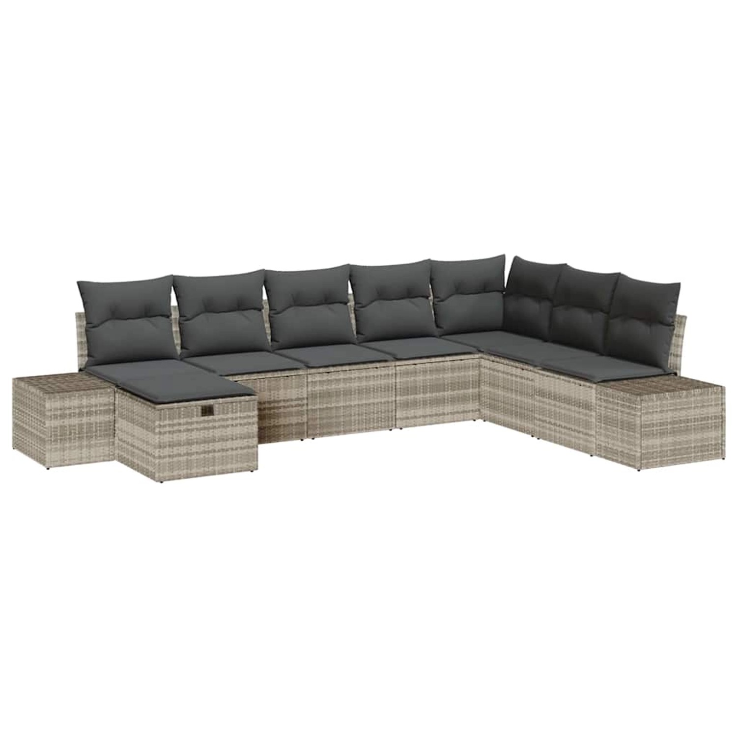 vidaXL Garten-Sofa-Set mit Kissen 8-Tlg Hellgrau Poly Rattan 3359431 günstig online kaufen