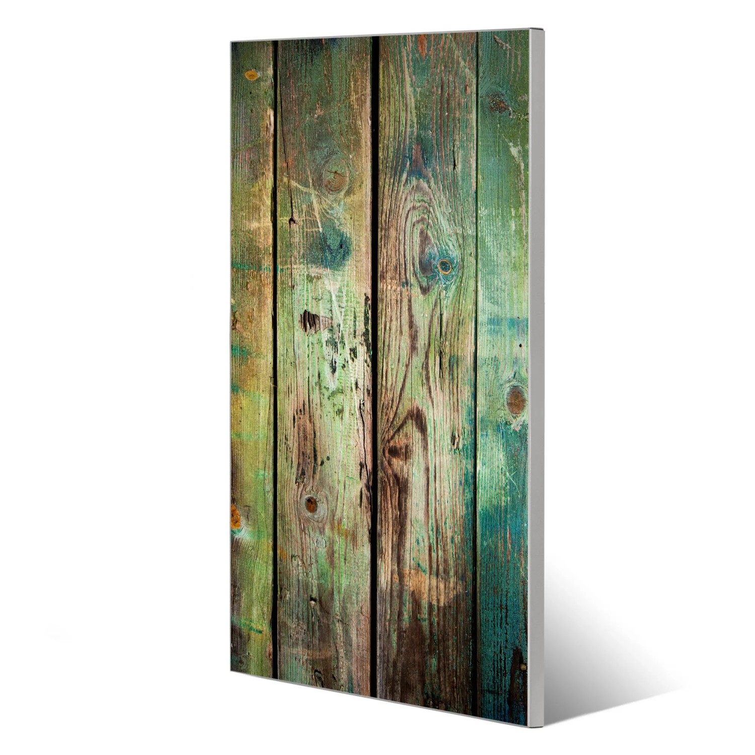 Banjado Magnettafel 37x78cm mit Motiv Grünes Holz. Magnetwand aus Metall inklusive 4 Magnete.