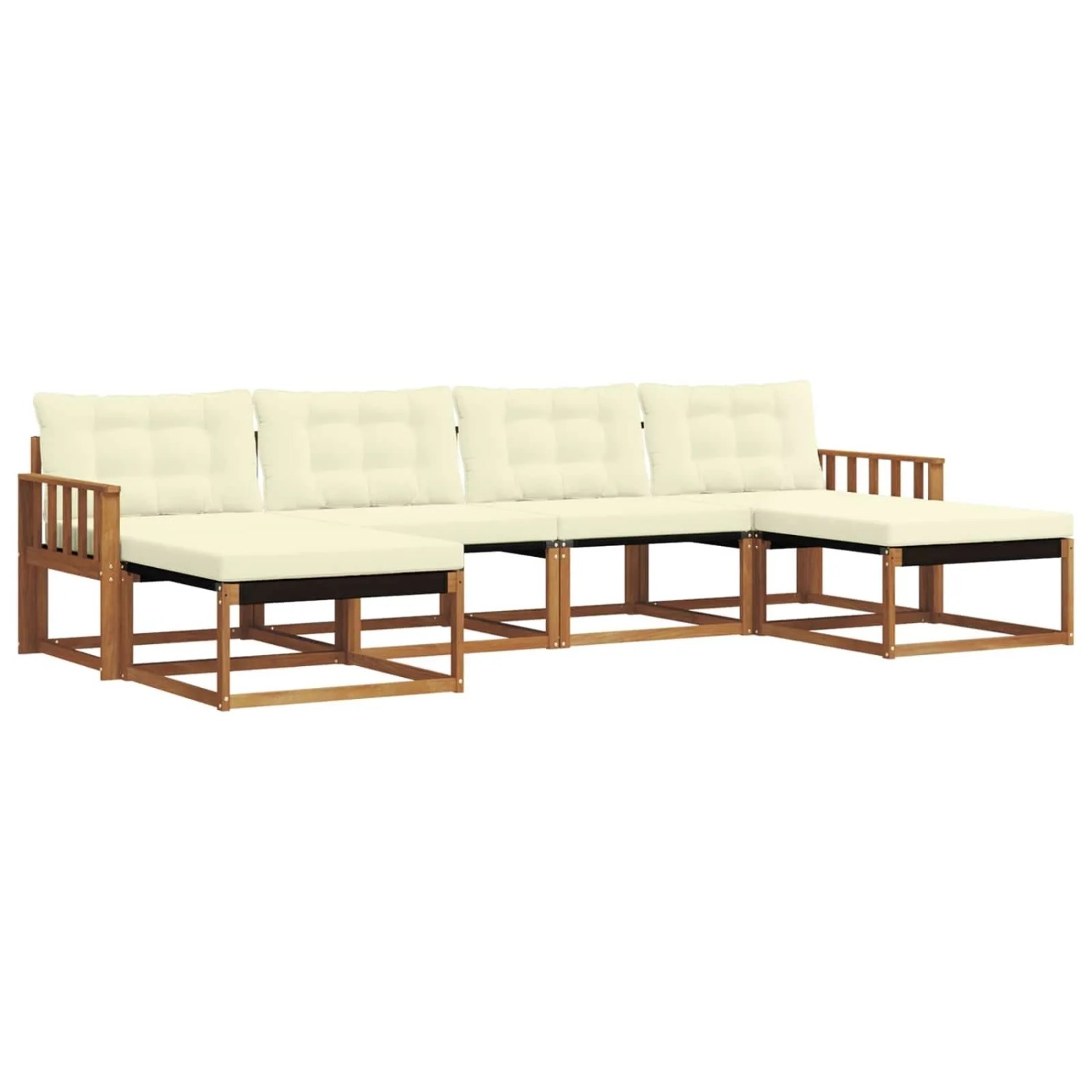 vidaXL Outdoor-Sofagarnitur mit Kissen 6-Tlg Natur und Creme 3369717