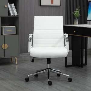Weißer Svita Office Comfort Bürostuhl mit niedriger Rückenlehne und silbernem Fußkreuz.