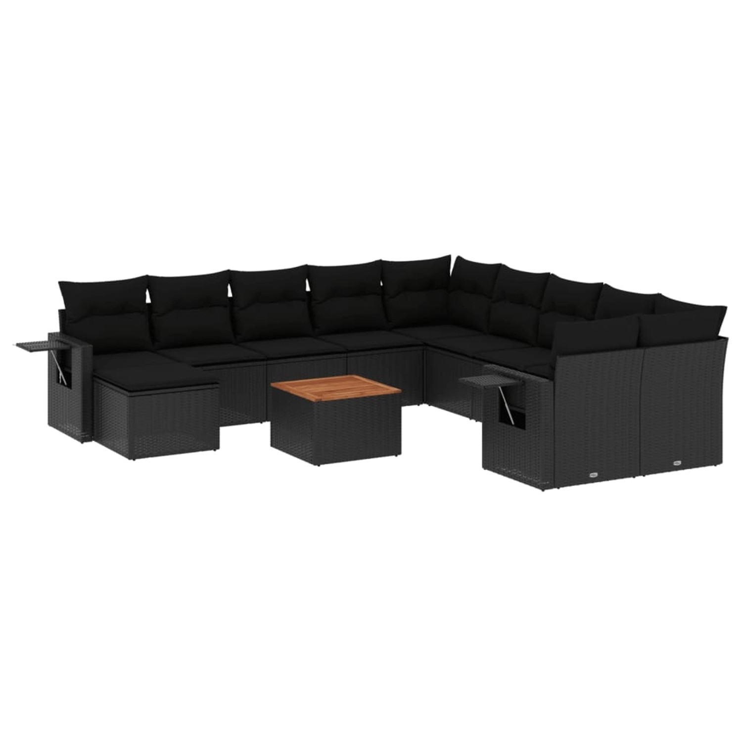 vidaXL 12-Tlg Garten-Sofagarnitur mit Kissen Schwarz Poly Rattan 3257189 günstig online kaufen