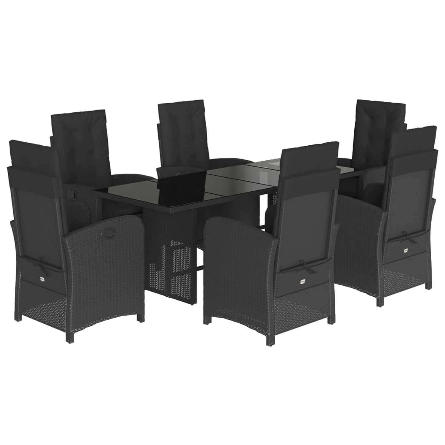 vidaXL 7-Tlg Garten-Essgruppe mit Kissen Schwarz Poly Rattan 3212251 günstig online kaufen