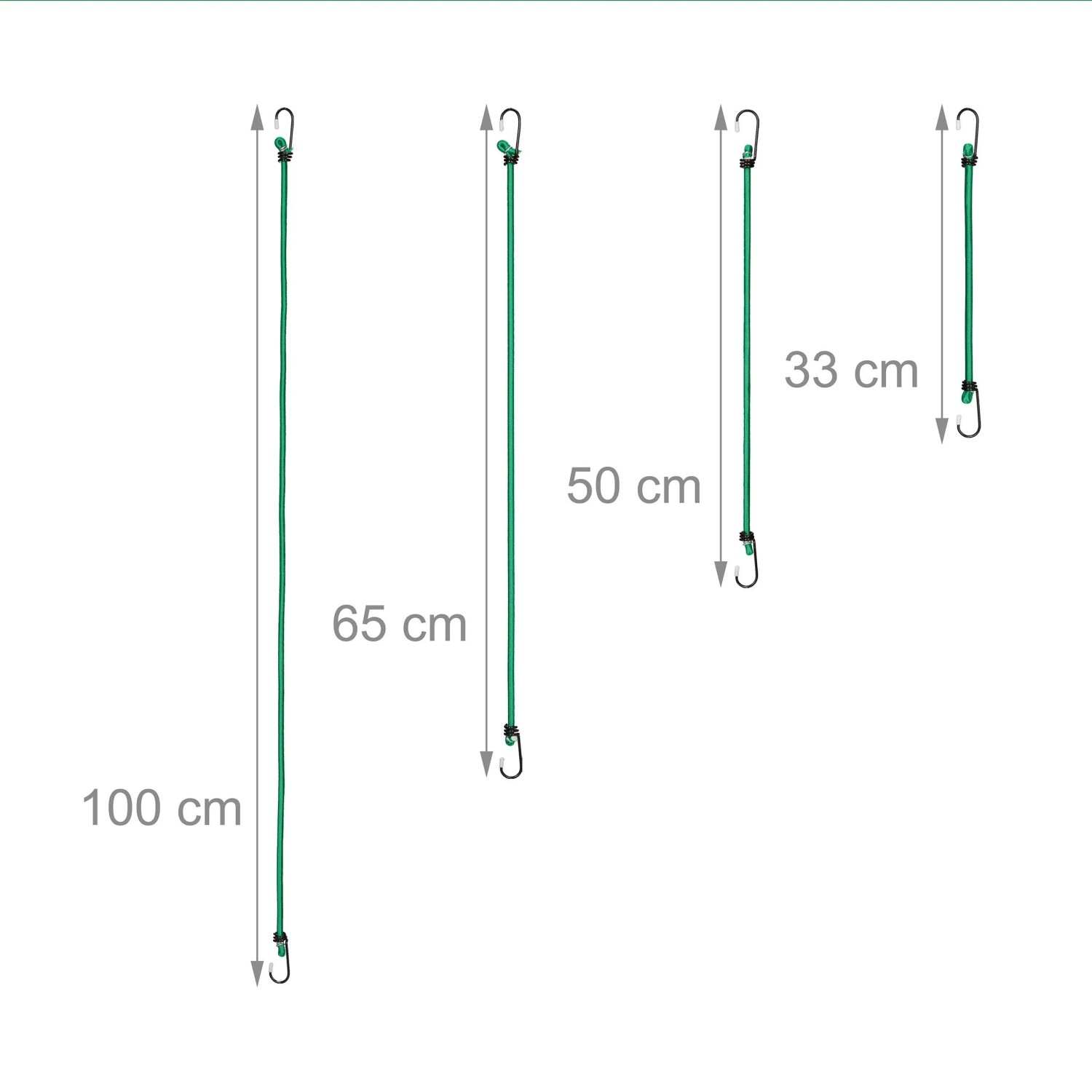 Relaxdays Spanngummi Gummi Grün 12er Set mit Haken 100 cm 65 cm 50 cm 33 cm 0,6 kg_4