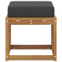 vidaXL Hocker Bank aus Akazienholz mit anthrazitfarbenem Kissen, 43x43x37 cm.