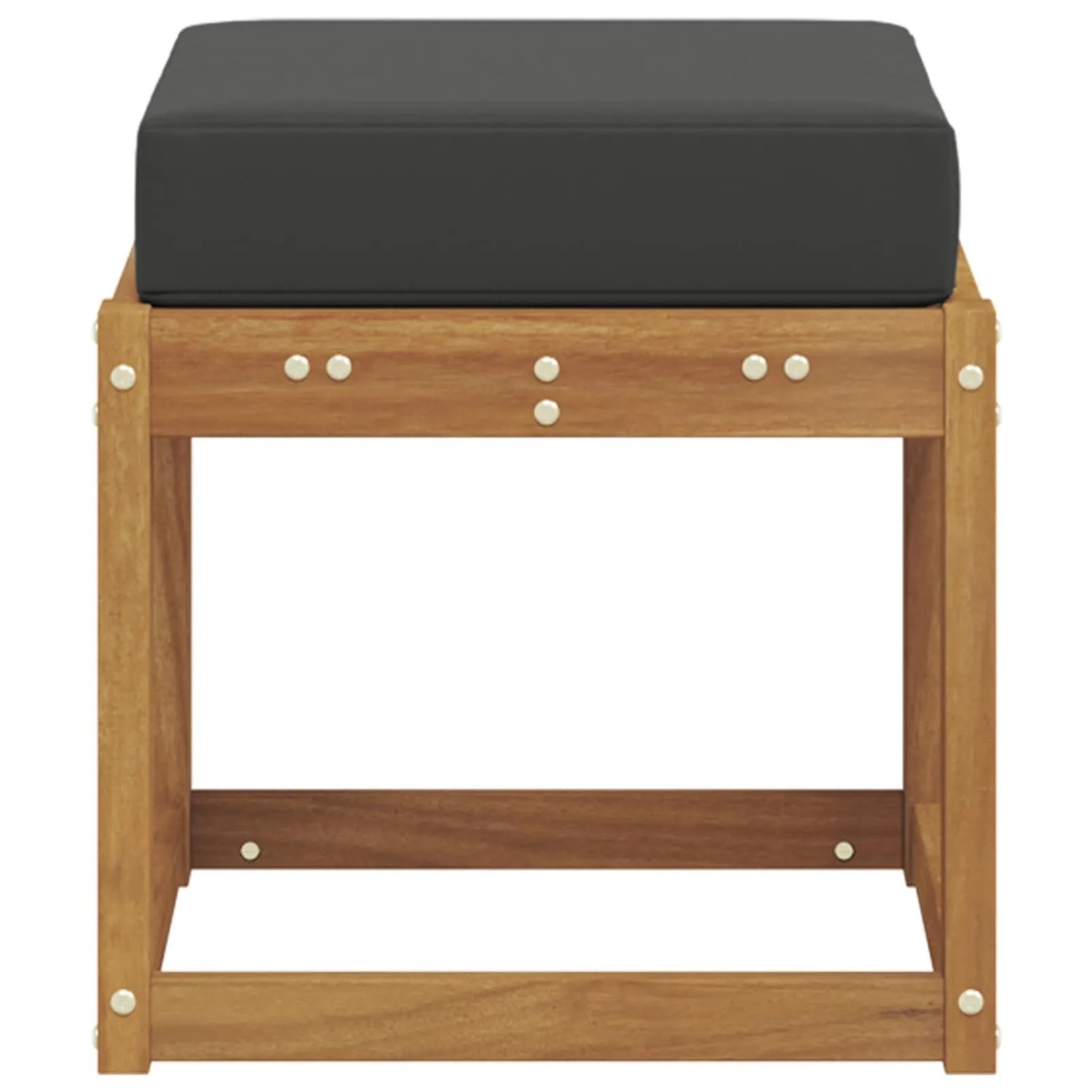 vidaXL Hocker Bank aus Akazienholz mit anthrazitfarbenem Kissen, 43x43x37 cm.