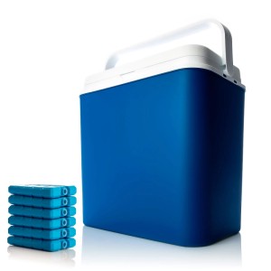 BigDean Kühlbox 24 Liter Blau Weiß Inklusive 6 Kühlakkus Bis Zu 14 Stunden  Kühlung Kühltasche Für Unterwegs Outdoor Thermobox Für Picknick Camping