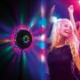 Easymaxx LED-Lichtrad Galaxy Wandlampe mit Lichteffekten und tanzenden Personen.