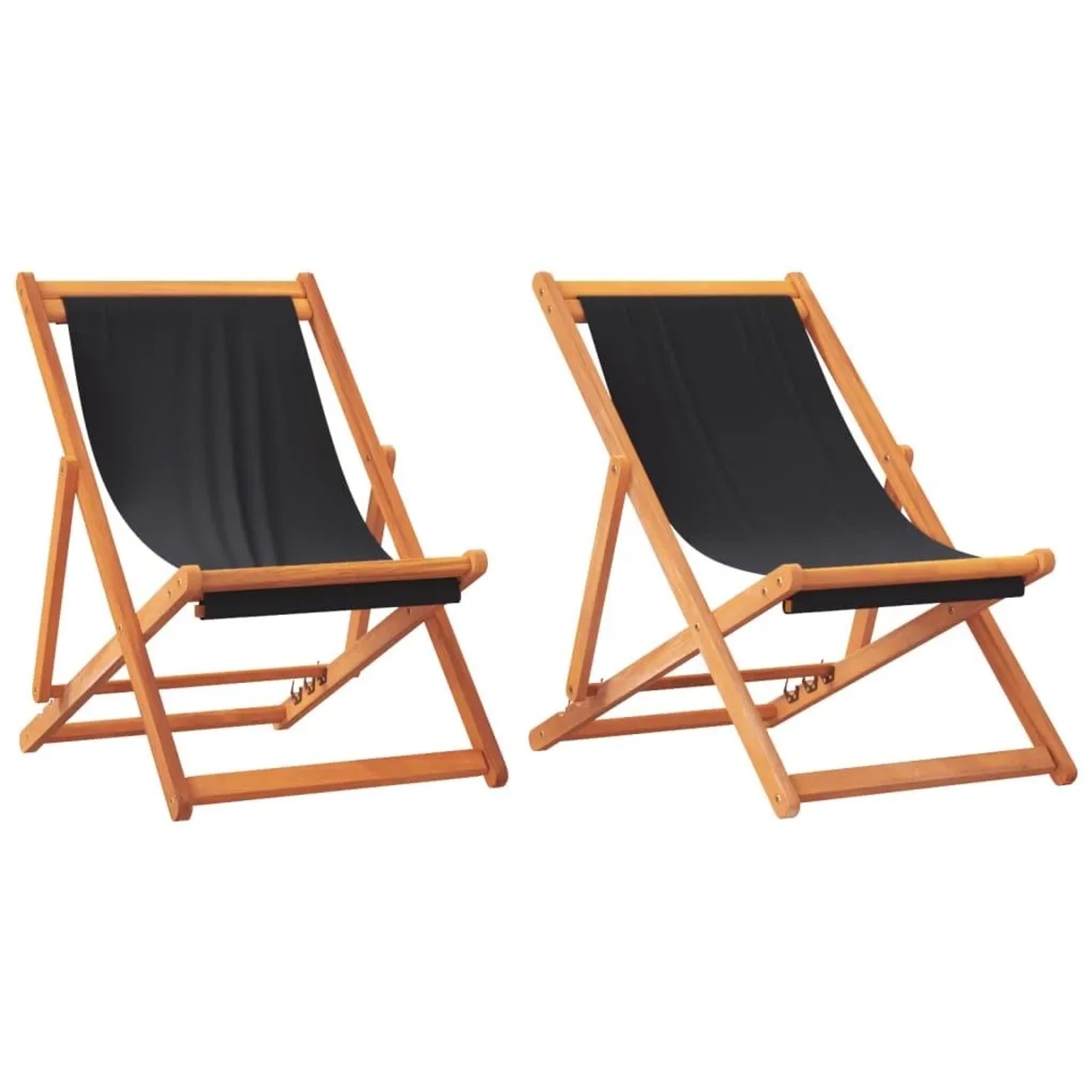 vidaXL Klappbare Strandstühle 2 Stk Schwarz Stoff 3214497