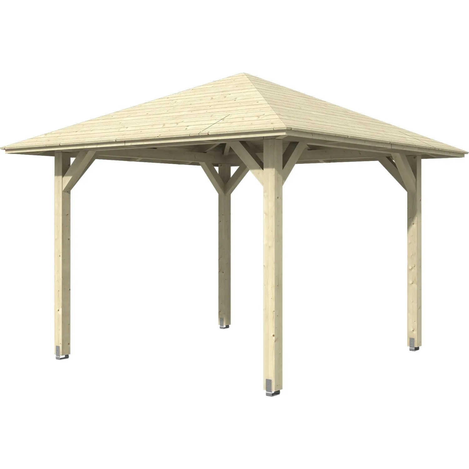 Unbehandelter Holz-Pavillon Cannes 1 von Skan Holz, 294x294 cm, für den Garten.