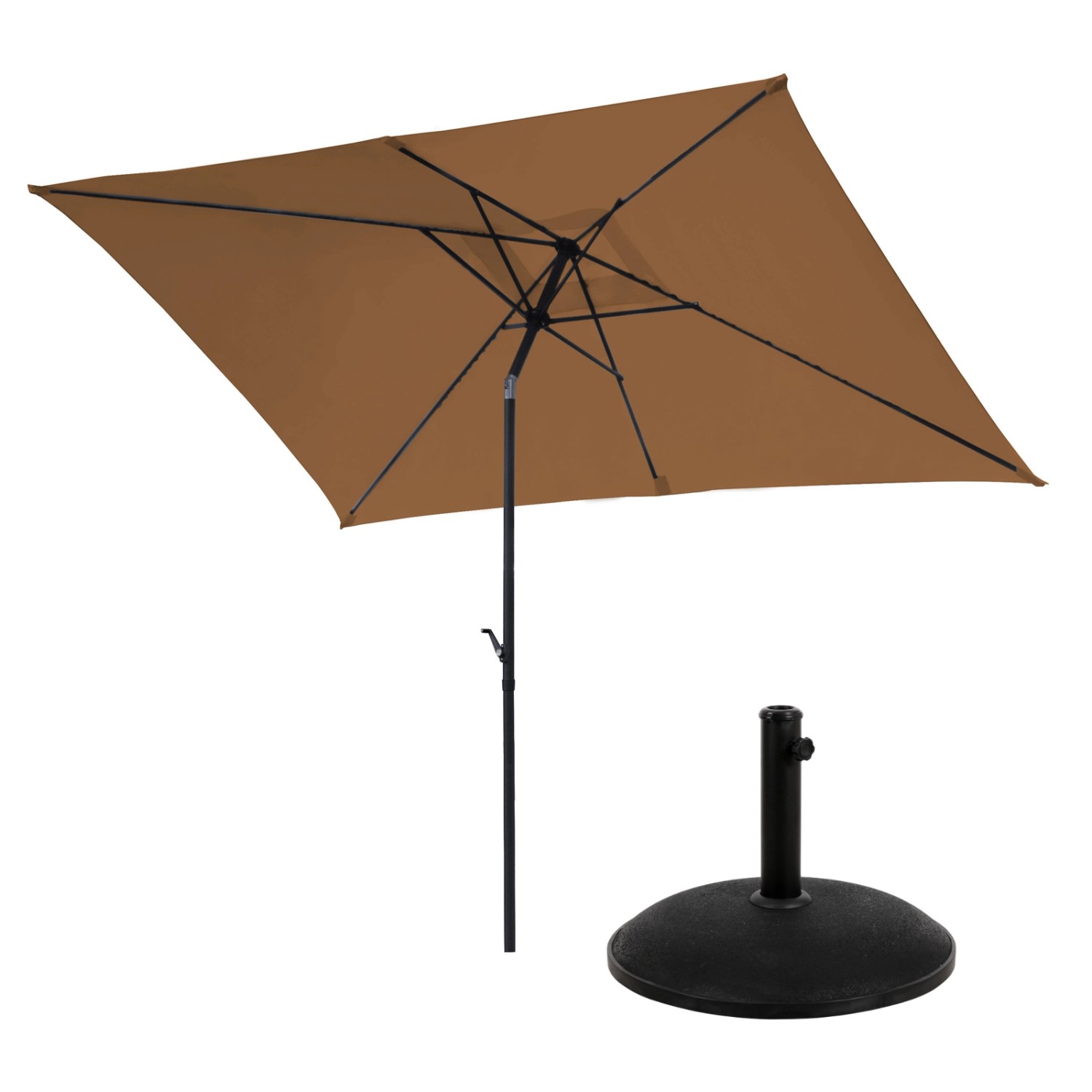 Svita Sonnenschirm Set Mit Schirmständer 3x2m Balkonschirm Rechteckig Taupe günstig online kaufen