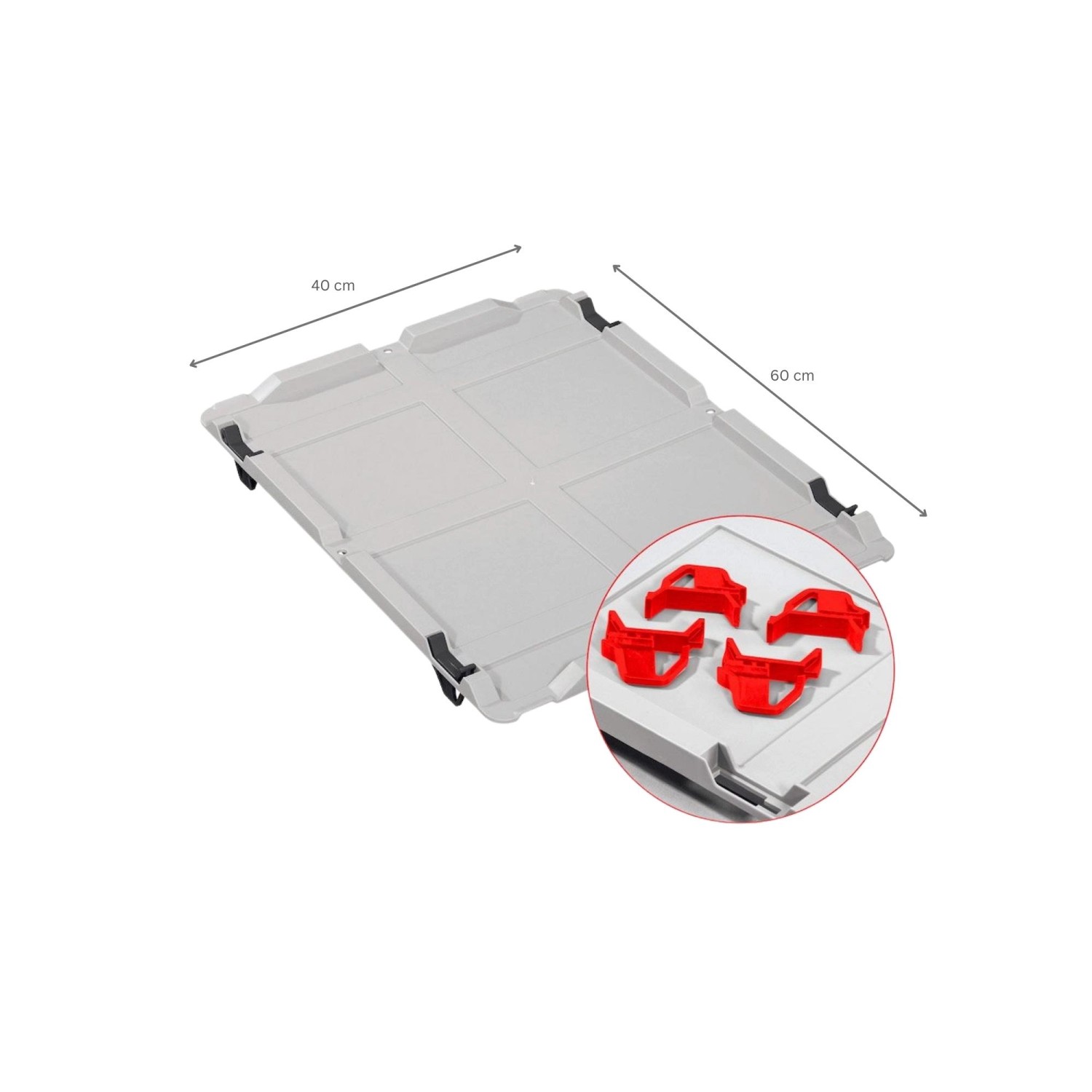 PROREGAL Spar Set: 8 graue Euroboxen mit Deckel und 4 roten Schiebeschnappverschlüssen, 40x60x12 cm.