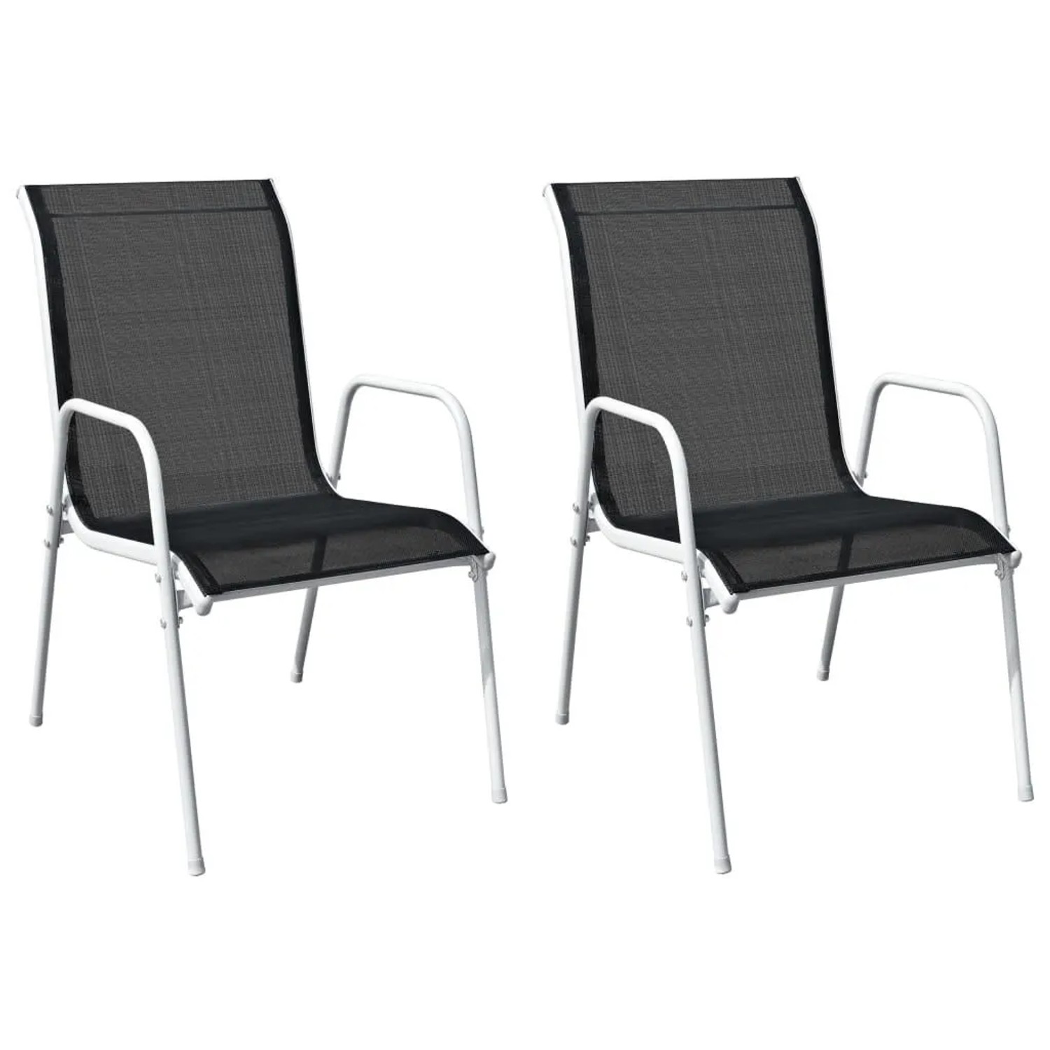 Furnicato Stapelbare Gartenstühle 2 Stk Stahl Und Textilene Schwarz