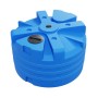 Blauer KMND 5000L Trinkwasser Wassertank aus PE, rund, mit Rippenstruktur und schwarzen Deckeln.