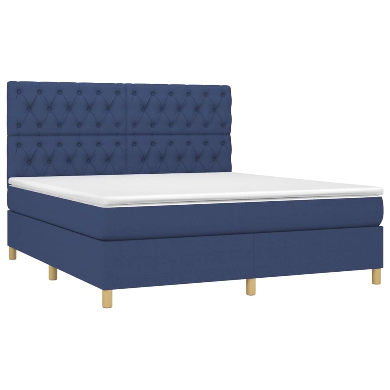 vidaXL Boxspringbett mit Matratze & LED Blau 160x200 cm Stoff 3135691 günstig online kaufen
