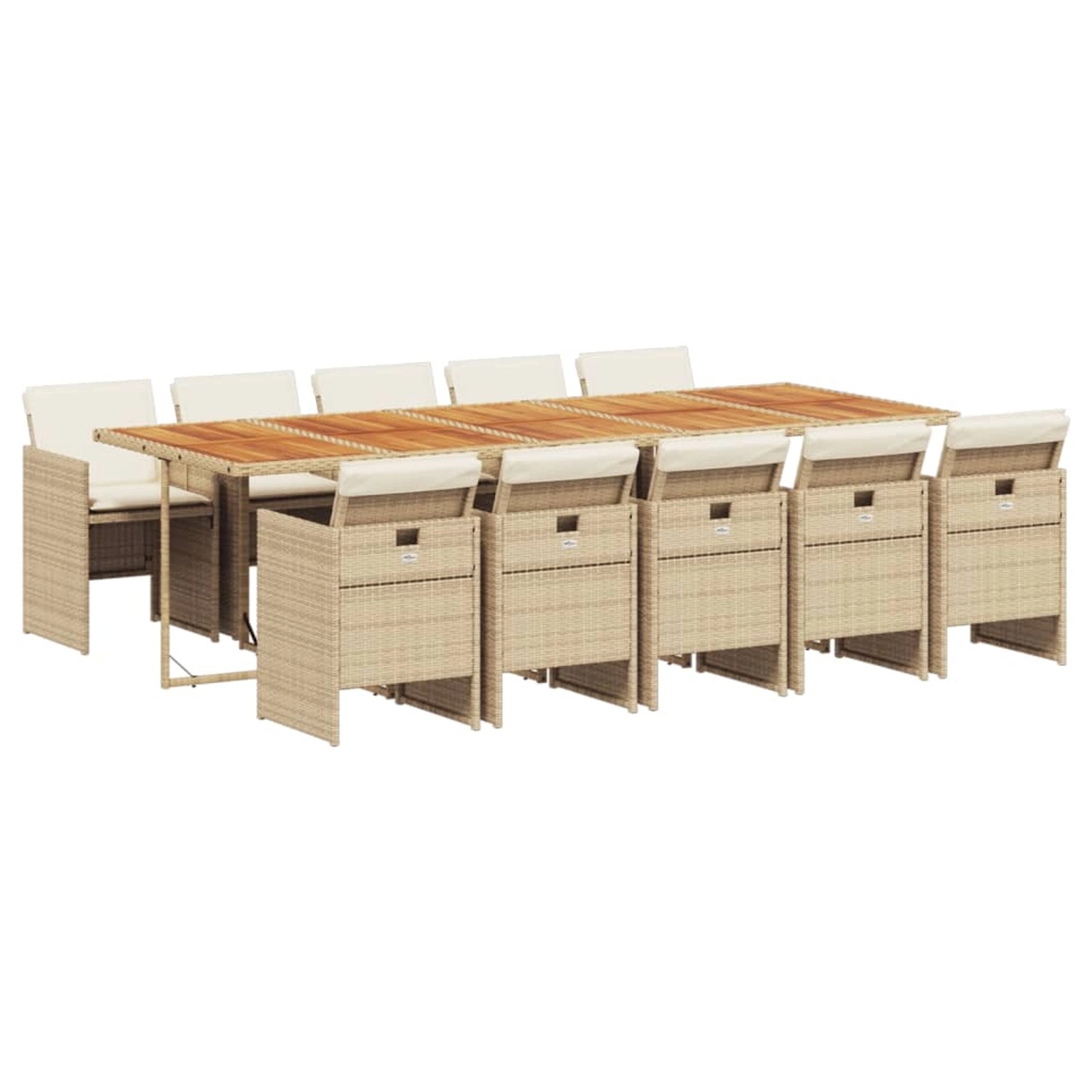 vidaXL 11-Tlg Garten-Essgruppe mit Kissen Beige Poly Rattan 3277707 günstig online kaufen