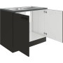 OPTIFIT Madrid420 Spülenunterschrank, 100 cm, Anthrazit Matt mit Edelstahlspüle.