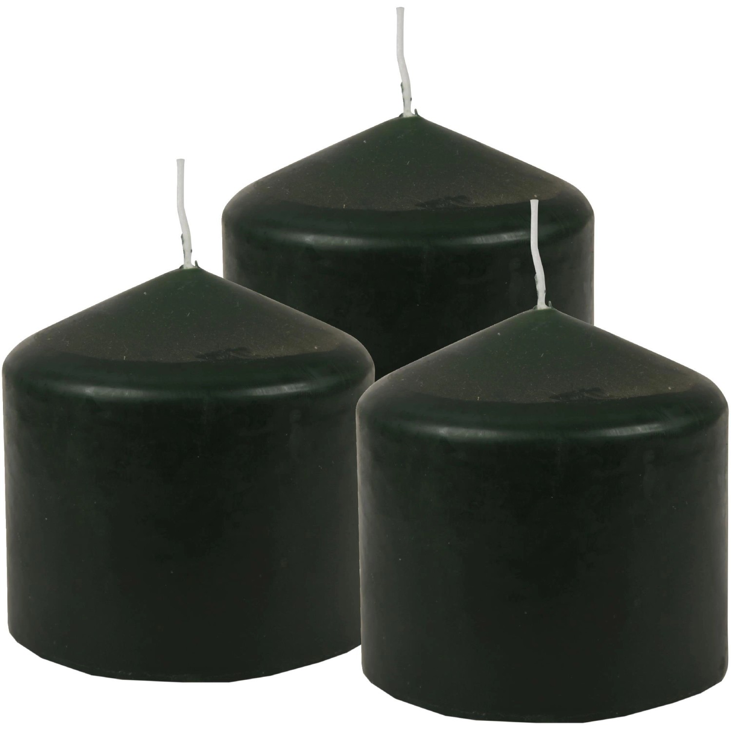 HS Candle Stumpenkerzen Ø8cm 3er Pack Dunkelgrün Grün günstig online kaufen