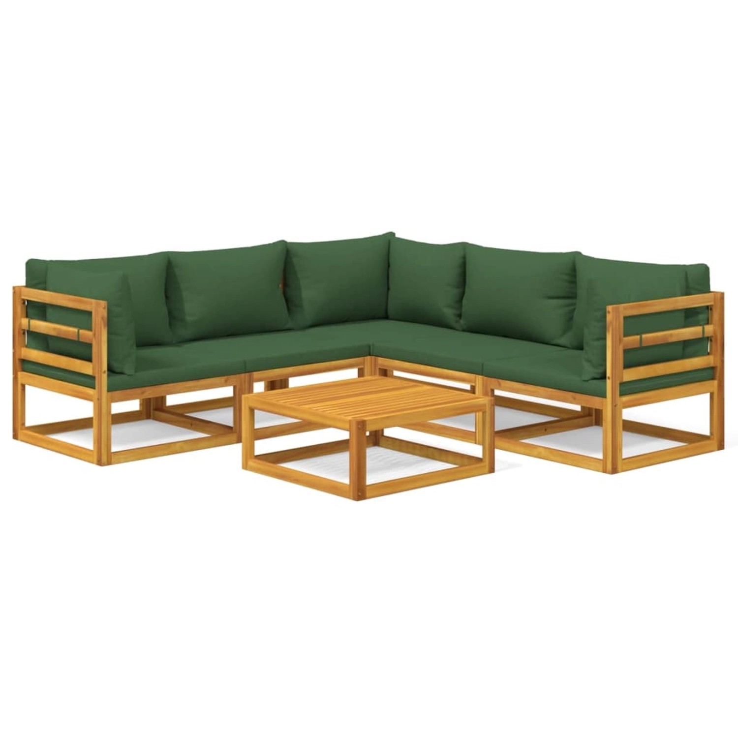 Vidaxl 6-tlg. Garten-lounge-set Mit Grünen Kissen Massivholz günstig online kaufen