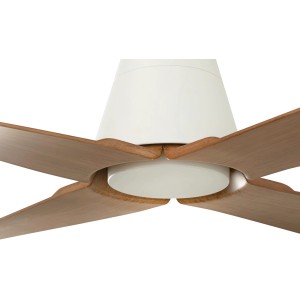 Energiespar Deckenventilator Typhoon, weißes Gehäuse, Ahorn Flügel, mit Fernbedienung. Ideal für Außenbereiche.