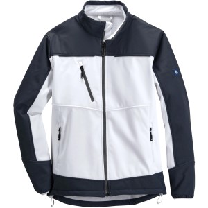 Scheibler Softshelljacke Active in Weiß-Anthrazit, Arbeitskleidung mit Reflektoren und Taschen.