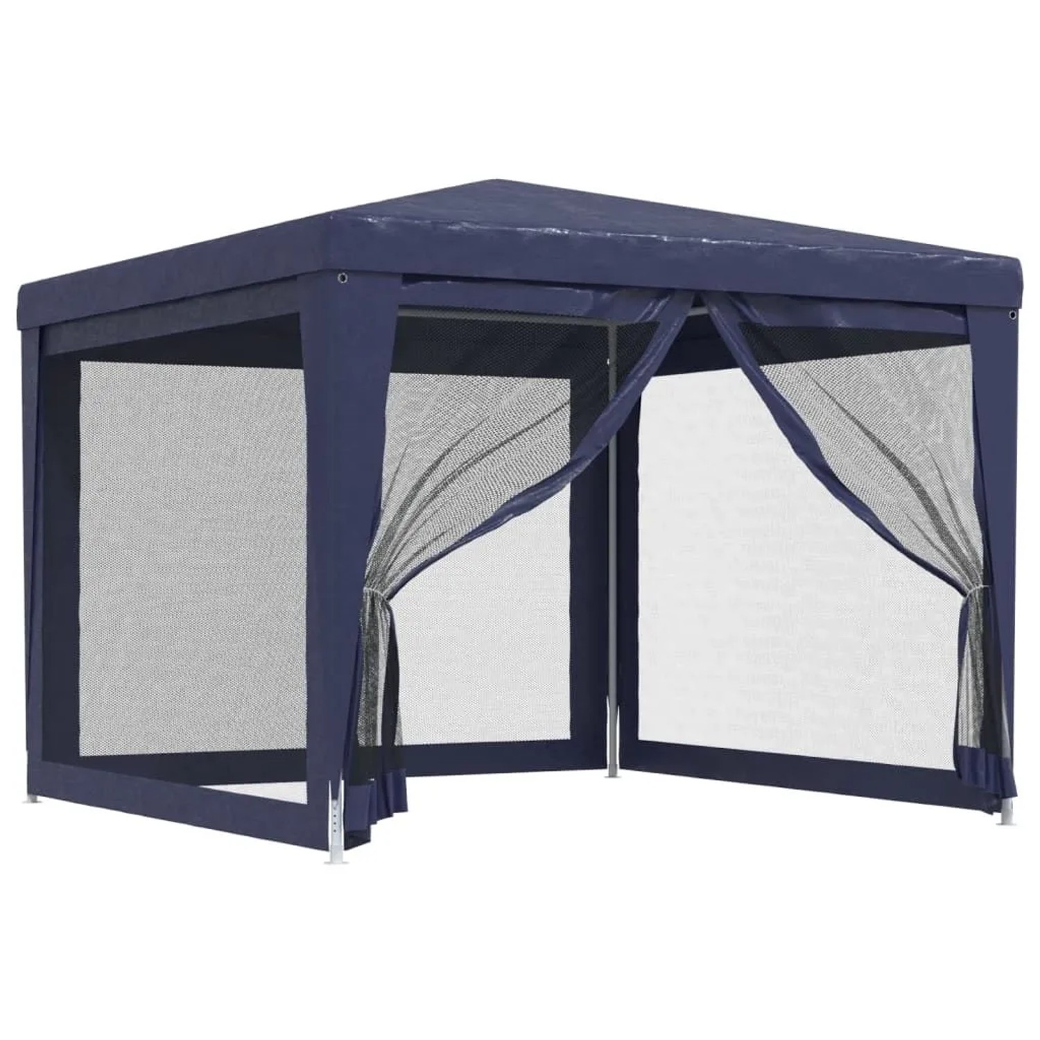 Furnicato Partyzelt Mit 4 Mesh-seitenwänden Blau 3x3 M Hdpe