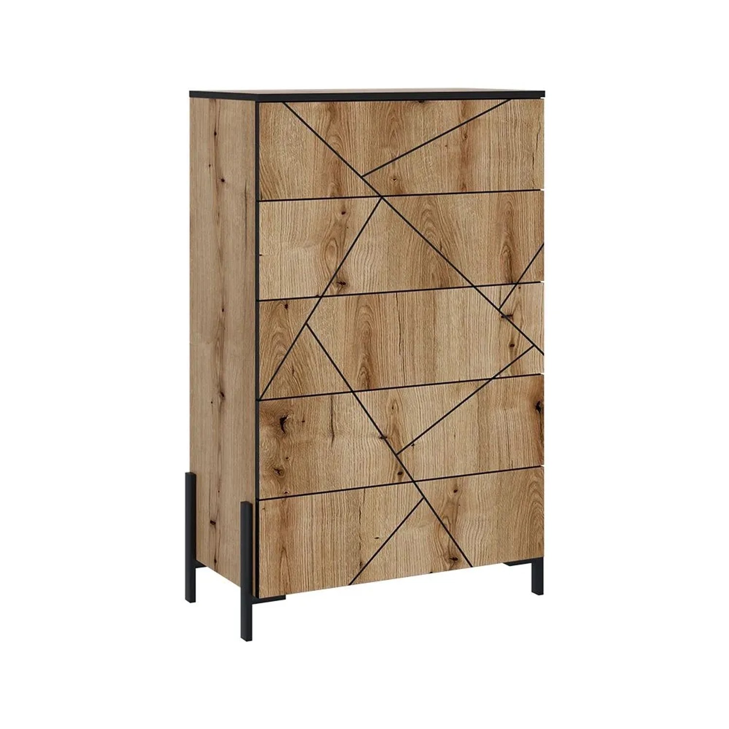 Vicco Kommode Hatto Eiche 78 x 120 mit 5 Schubladen Art Nr 56523