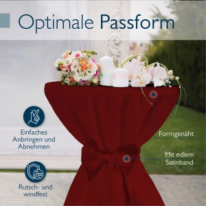 Beautissu Premium Stehtischhusse Ø 80cm Bordeaux