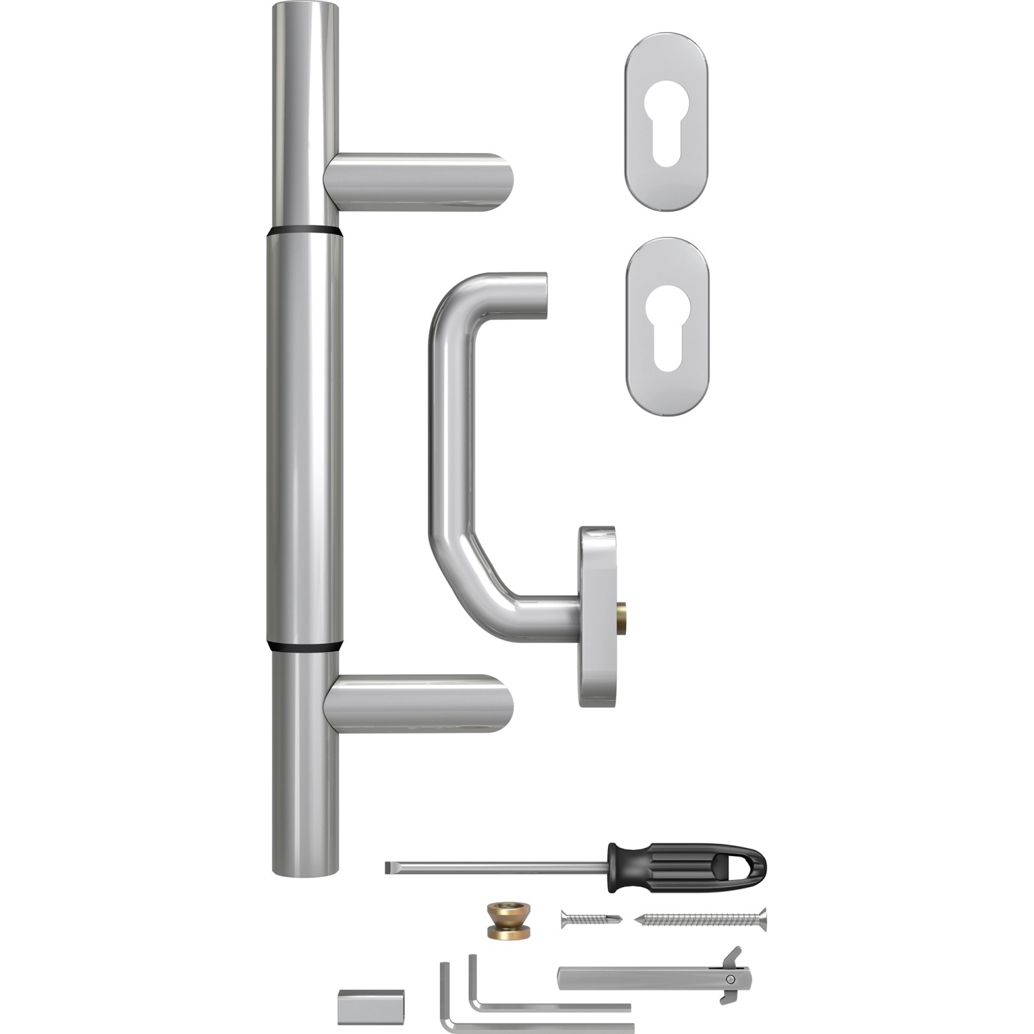 Stoßgriff-Set für Haustüren Edelstahl Variabel 300-400 mm günstig online kaufen