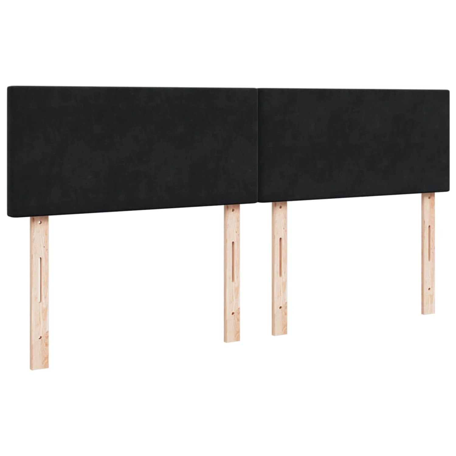 Schwarzes vidaXL Boxspringbett mit Samtbezug und Holzfüßen, 200x200 cm.