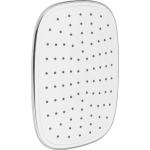 Ovale, verchromte baliv Kopfbrause KBR-25.50 in Weiß mit Antikalk-Noppen.