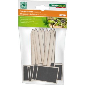 Windhager Stecketiketten Kreidetafel, 10 Stück, mit Kreidestift für Hochbeete.