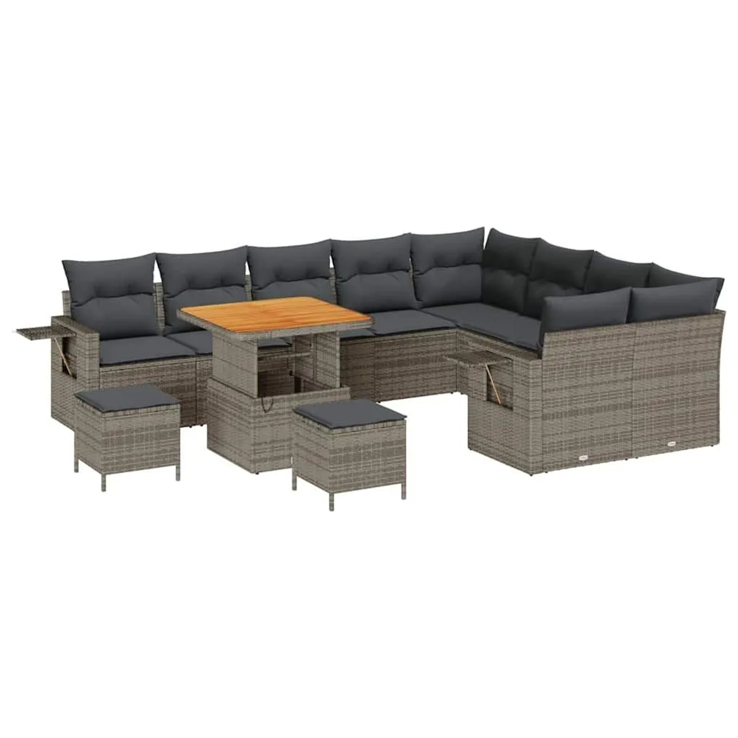 vidaXL Gartensofa-Set mit Kissen 12 Stk Grau Poly-Rattan 3363733 günstig online kaufen