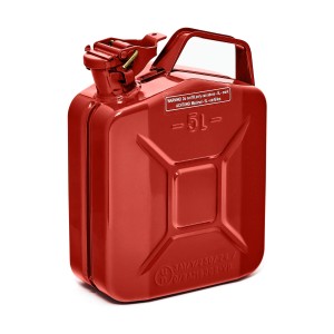 Roter 5L BW Kraftstoffkanister aus Metall, ideal für Benzin und Diesel als Reservekanister.