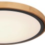 Moderne LED-Deckenleuchte Bruno mit Holzrahmen und schwarzem Akzent, dimmbar.