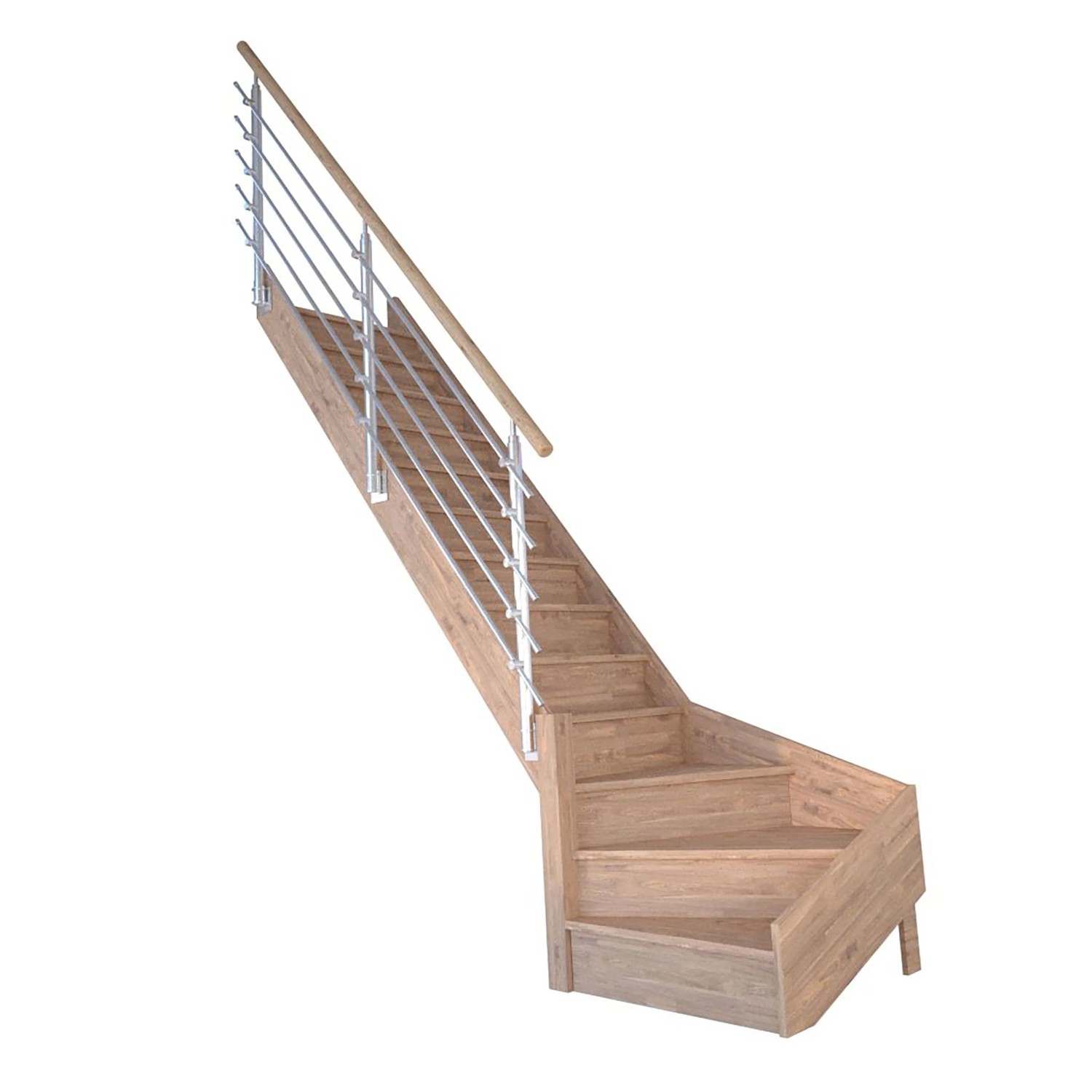 StarWood Treppe Rhodos Eiche Gew. L Setzstufen Design-Geländer-Edelstahl FS günstig online kaufen