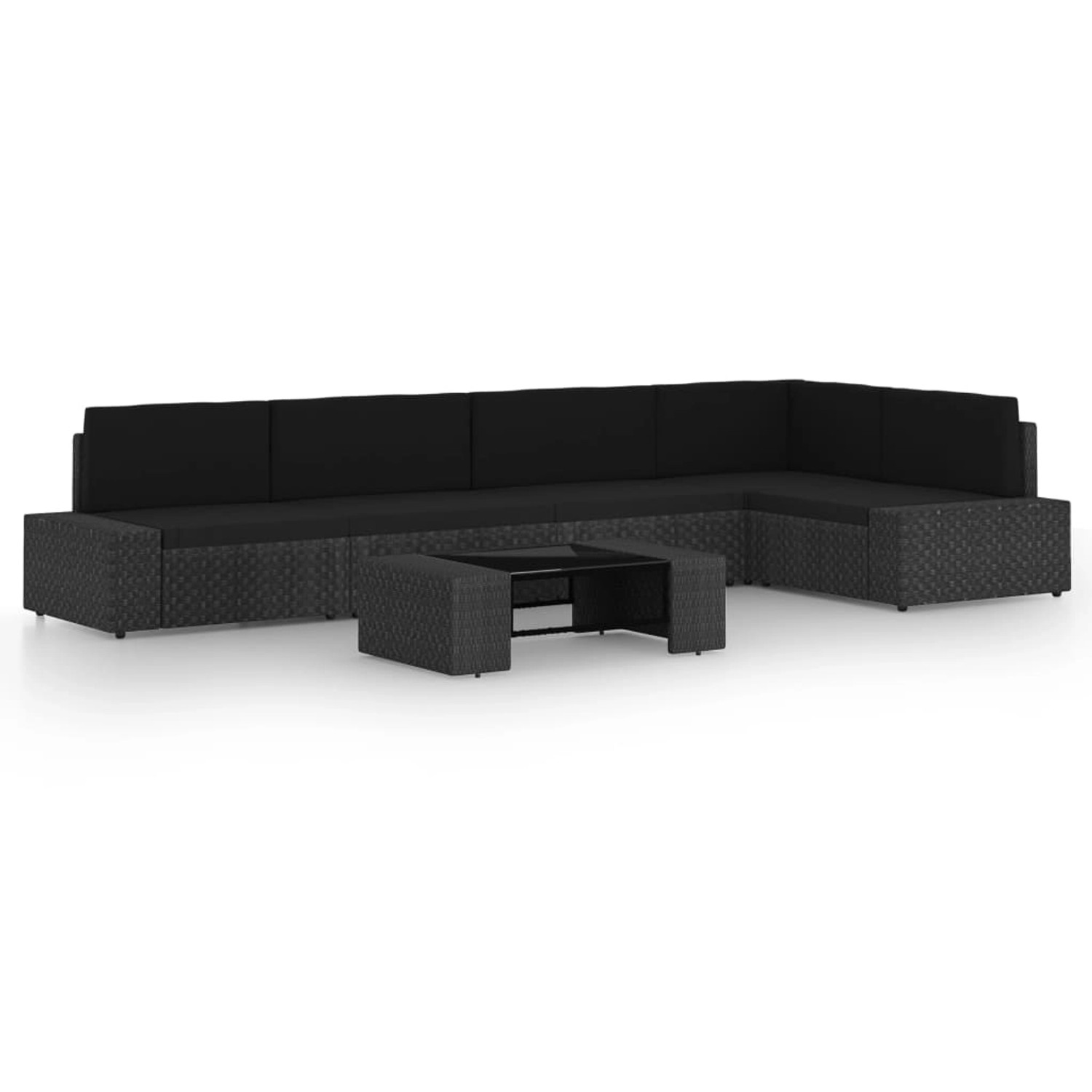 vidaXL 6-Tlg Garten-Lounge-Set mit Kissen Schwarz Poly Rattan 3067135