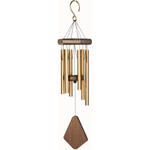 Nature's Melody Klangspiel, 45 cm, Bronze. Gartendeko mit 6 Klangröhren und Holzdetails.