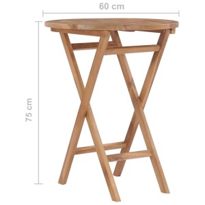Klappbarer Gartentisch aus Teakholz, 60 cm Durchmesser, ideal für Balkon und Garten.